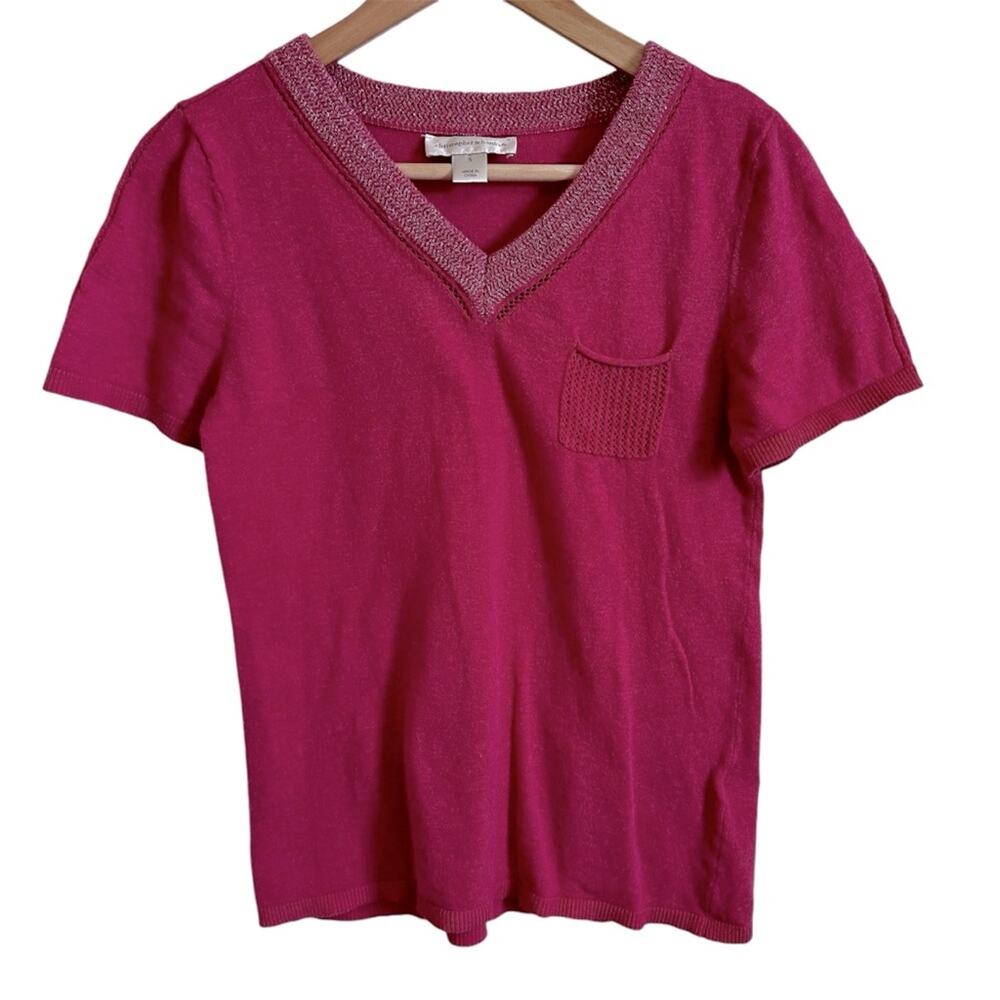 Christopher&banks womens short sleeve sweater small pink